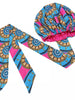 Pink Tribe African Print Satin Lined Bonnet Head Wrap - BlackHairandSkincare